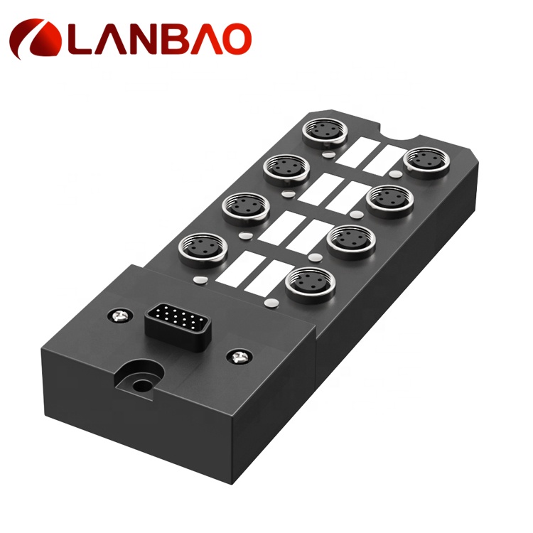 Lanbao M12 M8 Ports Junction Boxes M12 M8 Female Distribution Boxes Input Male Connector With 3 Core/4core 3p 4p